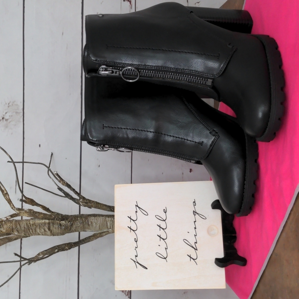 Simply Vera Vera‎ Wang Chunky Y2K Black Grouse Women's High Heel Ankle Boots 9.5